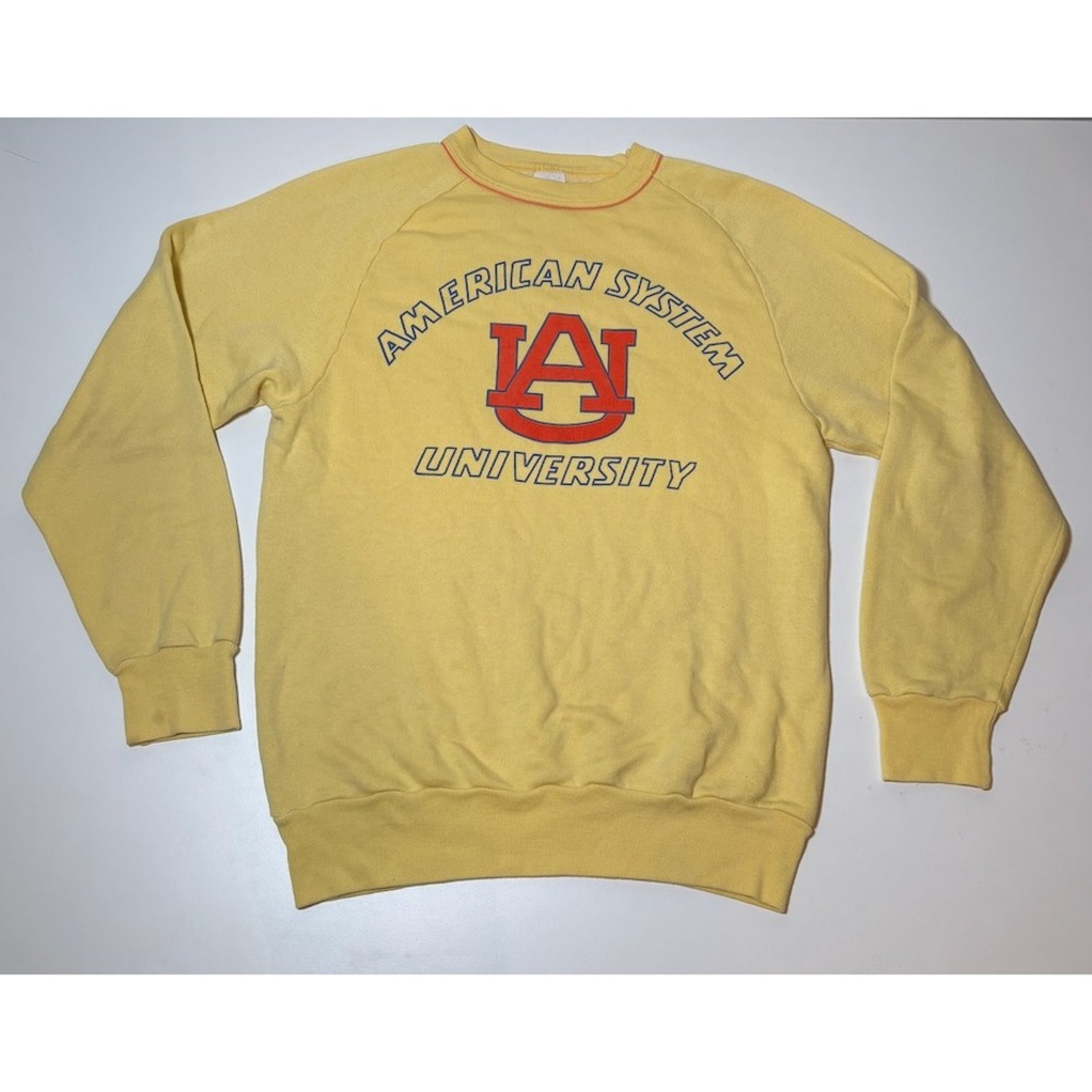 Vintage AUBURN American System University Yellow Sweatshirt | Medium